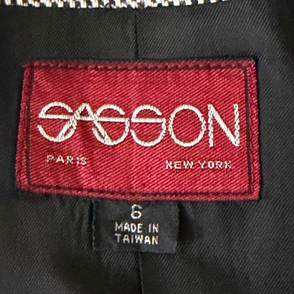 Sasson‎ VTG Cropped Contrast Trim Blazer Jacket Black White Tuxedo Chic 6 - Picture 3 of 13